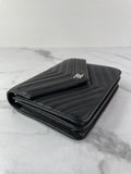 Chanel Black Caviar Chevron Quilted Square Wallet On Chain WOC Crossbody/Shoulder Bag