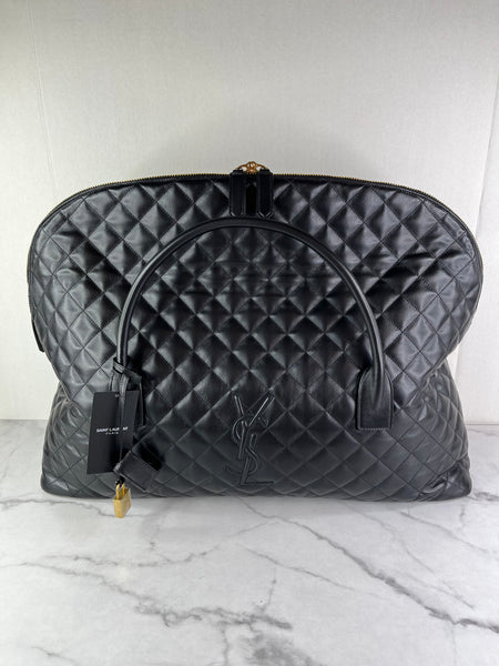 SAINT LAURENT Black Calfskin Quilted ES Giant Travel Shoulder Bag