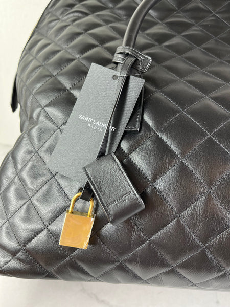 SAINT LAURENT Black Calfskin Quilted ES Giant Travel Shoulder Bag