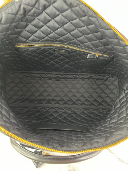 SAINT LAURENT Black Calfskin Quilted ES Giant Travel Shoulder Bag