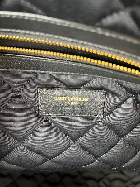 SAINT LAURENT Black Calfskin Quilted ES Giant Travel Shoulder Bag