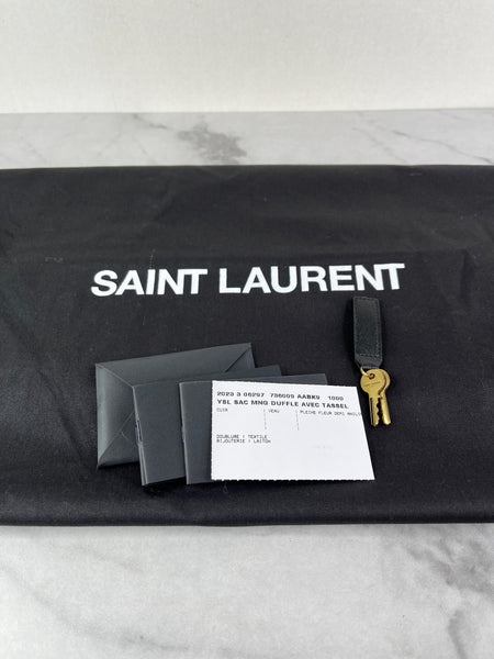 SAINT LAURENT Black Calfskin Quilted ES Giant Travel Shoulder Bag