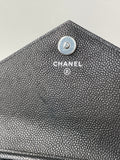 Chanel Black Caviar Chevron Quilted Square Wallet On Chain WOC Crossbody/Shoulder Bag