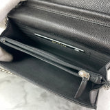 Chanel Black Caviar Chevron Quilted Square Wallet On Chain WOC Crossbody/Shoulder Bag