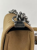 CHANEL Dark Gold Metallic Calfskin Quilted Medium Boy Flap Bag