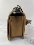 CHANEL Dark Gold Metallic Calfskin Quilted Medium Boy Flap Bag