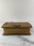 CHANEL Dark Gold Metallic Calfskin Quilted Medium Boy Flap Bag