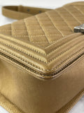 CHANEL Dark Gold Metallic Calfskin Quilted Medium Boy Flap Bag