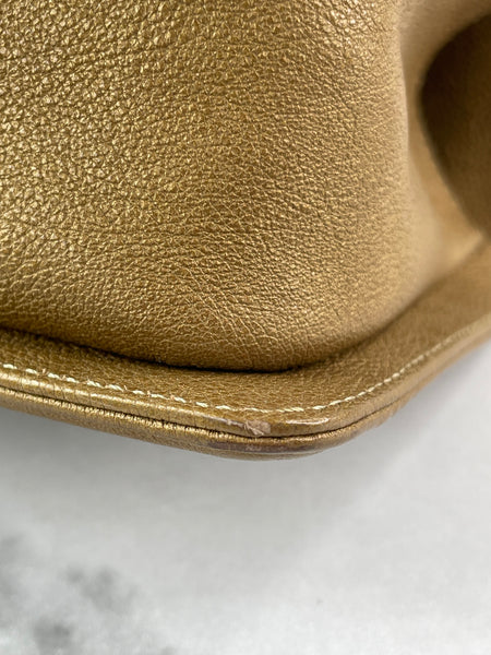 CHANEL Dark Gold Metallic Calfskin Quilted Medium Boy Flap Bag
