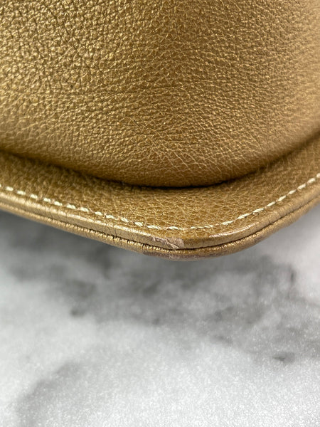 CHANEL Dark Gold Metallic Calfskin Quilted Medium Boy Flap Bag
