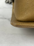 CHANEL Dark Gold Metallic Calfskin Quilted Medium Boy Flap Bag