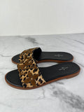 LOUIS VUITTON Leopard Print Calf Hair Lock It Flat Slide Sandals Size 37