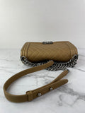 CHANEL Dark Gold Metallic Calfskin Quilted Medium Boy Flap Bag