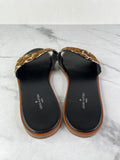 LOUIS VUITTON Leopard Print Calf Hair Lock It Flat Slide Sandals Size 37