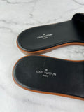 LOUIS VUITTON Leopard Print Calf Hair Lock It Flat Slide Sandals Size 37