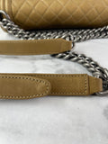 CHANEL Dark Gold Metallic Calfskin Quilted Medium Boy Flap Bag