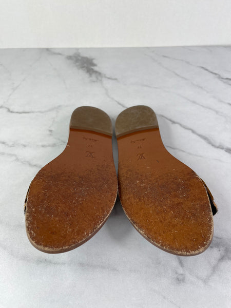 LOUIS VUITTON Leopard Print Calf Hair Lock It Flat Slide Sandals Size 37