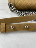 CHANEL Dark Gold Metallic Calfskin Quilted Medium Boy Flap Bag