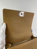 CHANEL Dark Gold Metallic Calfskin Quilted Medium Boy Flap Bag
