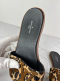 LOUIS VUITTON Leopard Print Calf Hair Lock It Flat Slide Sandals Size 37