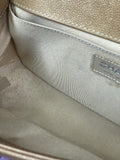 CHANEL Dark Gold Metallic Calfskin Quilted Medium Boy Flap Bag