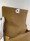 CHANEL Dark Gold Metallic Calfskin Quilted Medium Boy Flap Bag