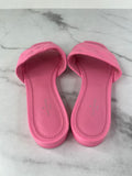 LOUIS VUITTON Rose Pop Pink Lambskin Embossed Monogram Revival Flat Mules Size 37