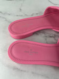 LOUIS VUITTON Rose Pop Pink Lambskin Embossed Monogram Revival Flat Mules Size 37