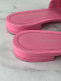 LOUIS VUITTON Rose Pop Pink Lambskin Embossed Monogram Revival Flat Mules Size 37