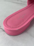 LOUIS VUITTON Rose Pop Pink Lambskin Embossed Monogram Revival Flat Mules Size 37