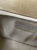 CHANEL Dark Gold Metallic Calfskin Quilted Medium Boy Flap Bag