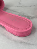 LOUIS VUITTON Rose Pop Pink Lambskin Embossed Monogram Revival Flat Mules Size 37