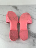 LOUIS VUITTON Rose Pop Pink Lambskin Embossed Monogram Revival Flat Mules Size 37