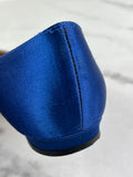MANOLO BLAHNIK HANGISIFLAT Blue Satin Jewel Buckle Flats Size 35.5