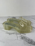 GUCCI Transparent PVC Logo Block Heel Slide Sandals Size 36