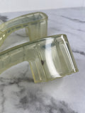GUCCI Transparent PVC Logo Block Heel Slide Sandals Size 36