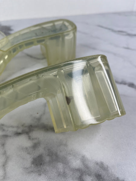 GUCCI Transparent PVC Logo Block Heel Slide Sandals Size 36
