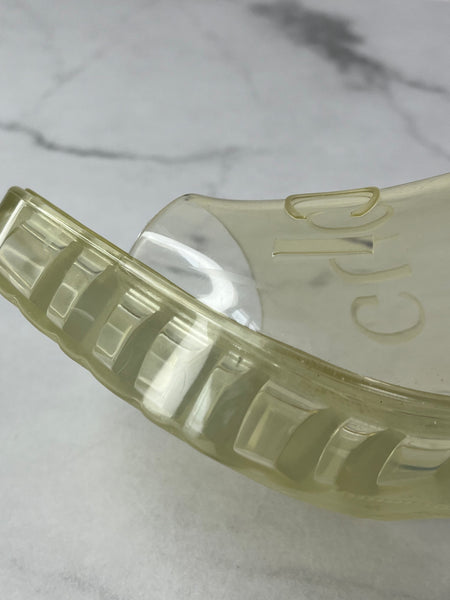 GUCCI Transparent PVC Logo Block Heel Slide Sandals Size 36