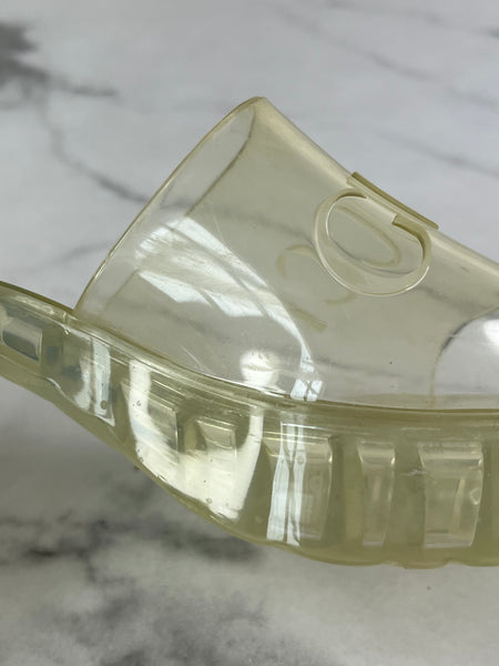 GUCCI Transparent PVC Logo Block Heel Slide Sandals Size 36