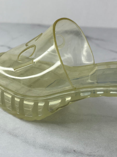 GUCCI Transparent PVC Logo Block Heel Slide Sandals Size 36