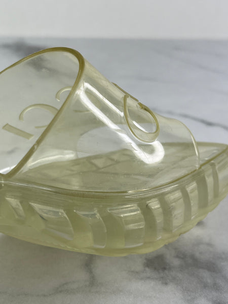 GUCCI Transparent PVC Logo Block Heel Slide Sandals Size 36