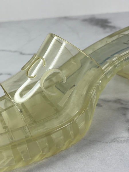 GUCCI Transparent PVC Logo Block Heel Slide Sandals Size 36