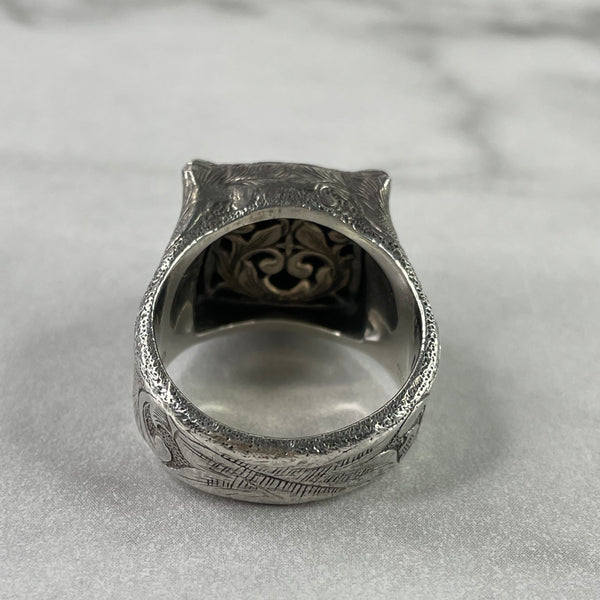 GUCCI Garden Sterling Silver Feline Head Ring Size 20 (US 9)