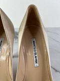 MANOLO BLAHNIK HANGISI Champagne Satin Jewel Buckle Pumps Size 35.5