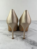 MANOLO BLAHNIK HANGISI Champagne Satin Jewel Buckle Pumps Size 35.5
