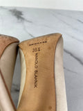 MANOLO BLAHNIK HANGISI Champagne Satin Jewel Buckle Pumps Size 35.5