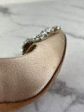 MANOLO BLAHNIK HANGISI Champagne Satin Jewel Buckle Pumps Size 35.5