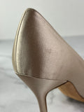 MANOLO BLAHNIK HANGISI Champagne Satin Jewel Buckle Pumps Size 35.5