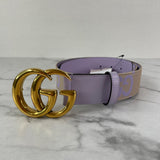 GUCCI Marmont Jumbo GG Canvas Belt In Beige/Lapis Size 75/30