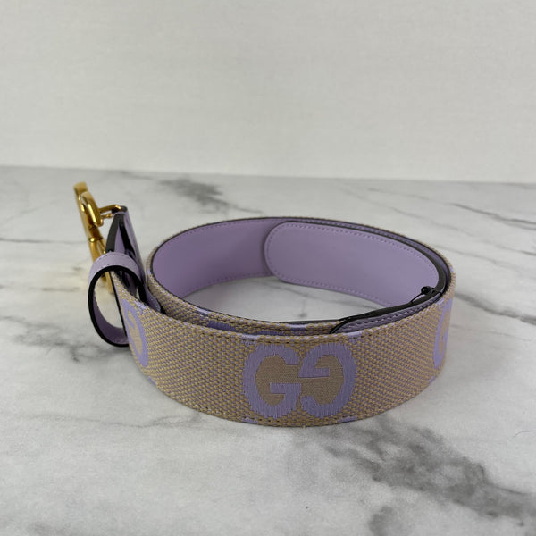 GUCCI Marmont Jumbo GG Canvas Belt In Beige/Lapis Size 75/30